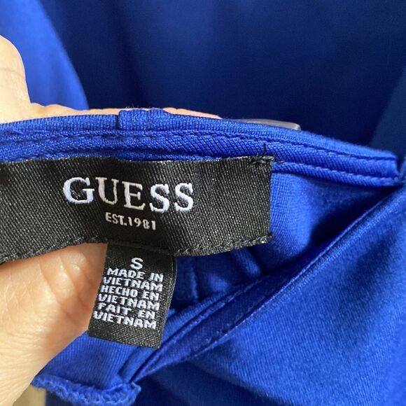 Guess Sleeveless Jewel Neck Cocktail Body Con Dress Royal Blue S Nwt - Picture 5 of 8